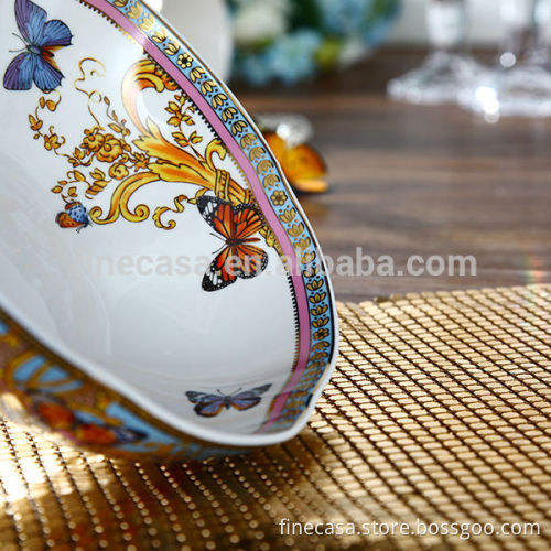 9 Inches Luxury Style New Bone China Decorative Ceramic Fruit Bowl of Song of Joy